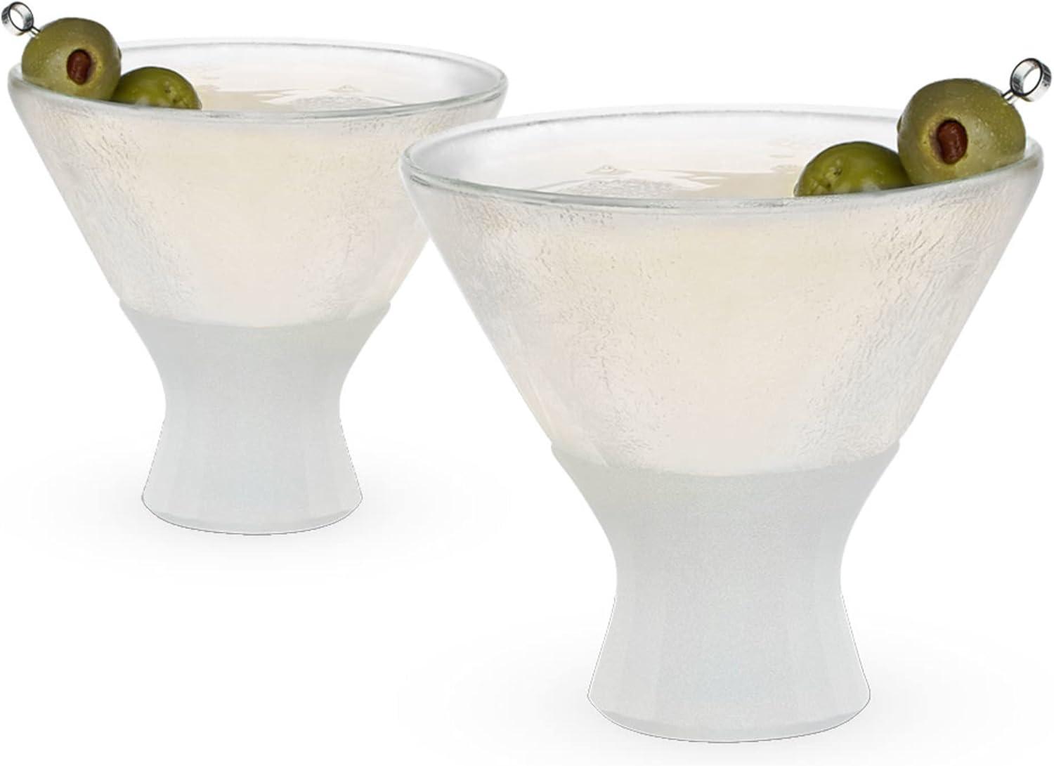 Glass Martini Freeze Cooling Cups with Silicone Grip, Set of 2