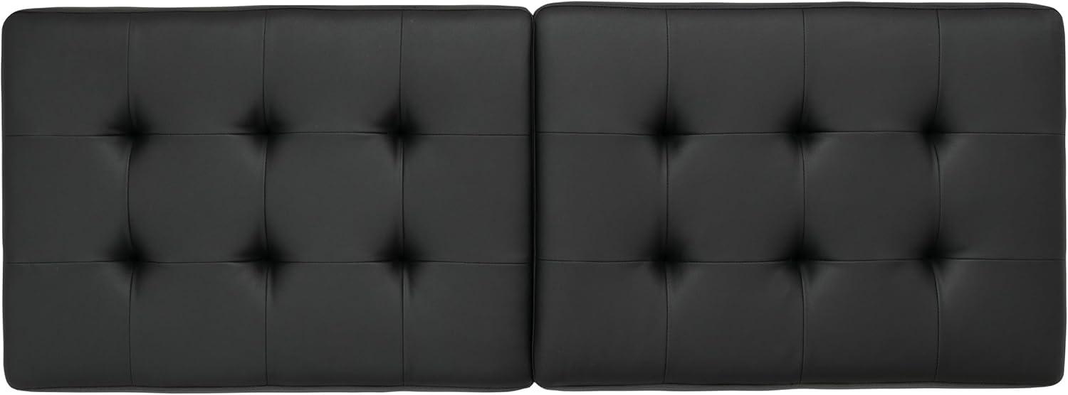 60" Wide Camber Modern Metal and Bonded Leather Bench Black/Bronze - Studio Designs Home: Elegant Tufted Seating