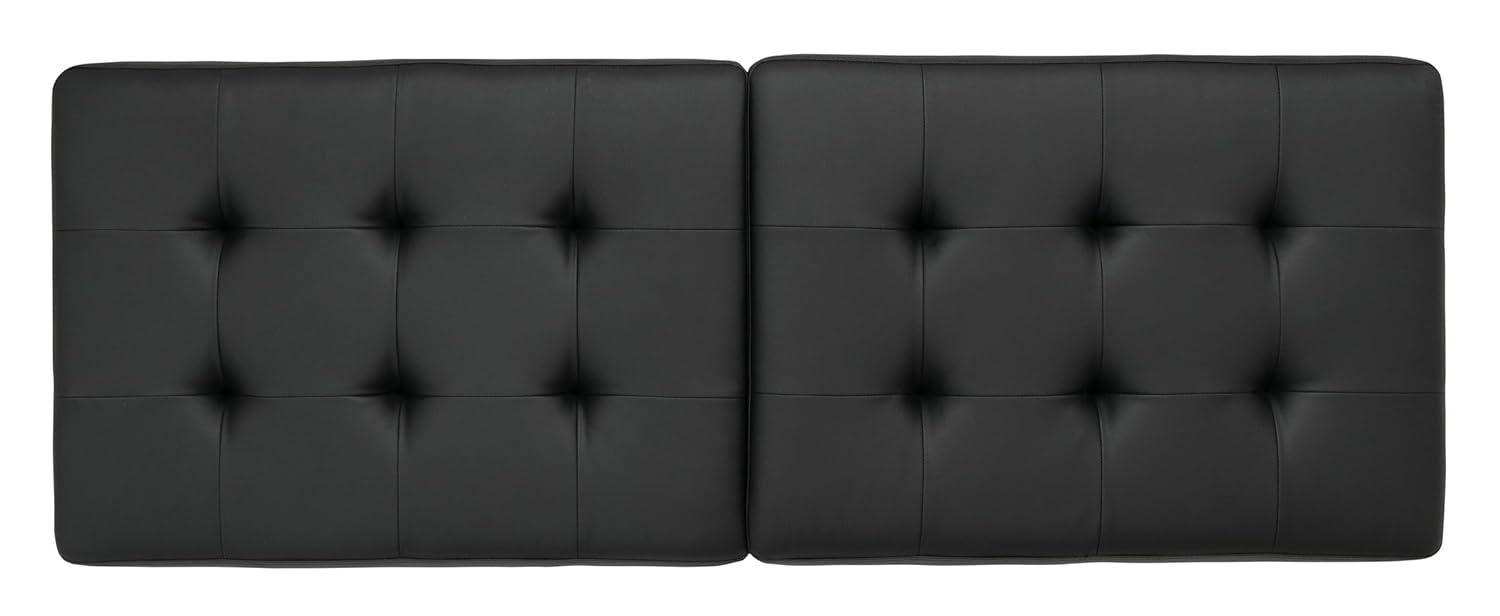 60" Wide Camber Modern Metal and Bonded Leather Bench Black/Bronze - Studio Designs Home: Elegant Tufted Seating