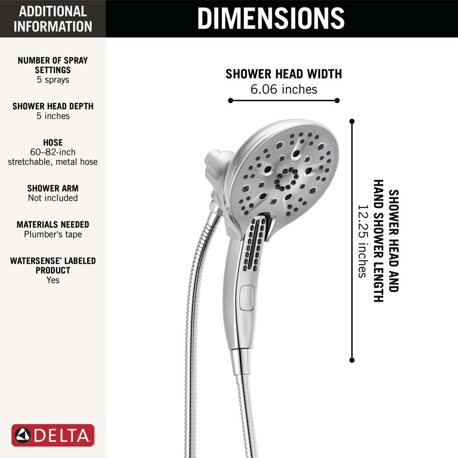 2.5 GPM Rain Dual Shower Head with H2Okinetic Technology