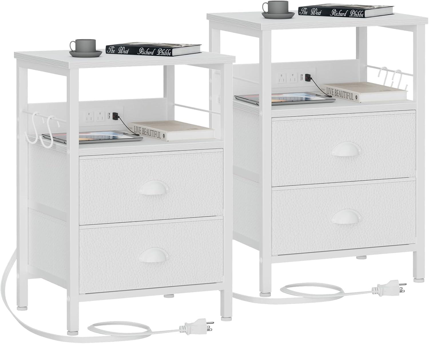 Furologee Nightstands Set of 2, White