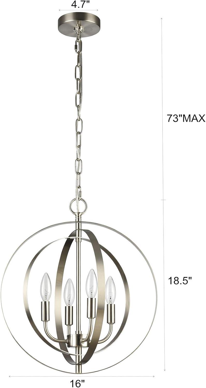 Brushed Nickel 4-Light Spherical Sputnik Chandelier