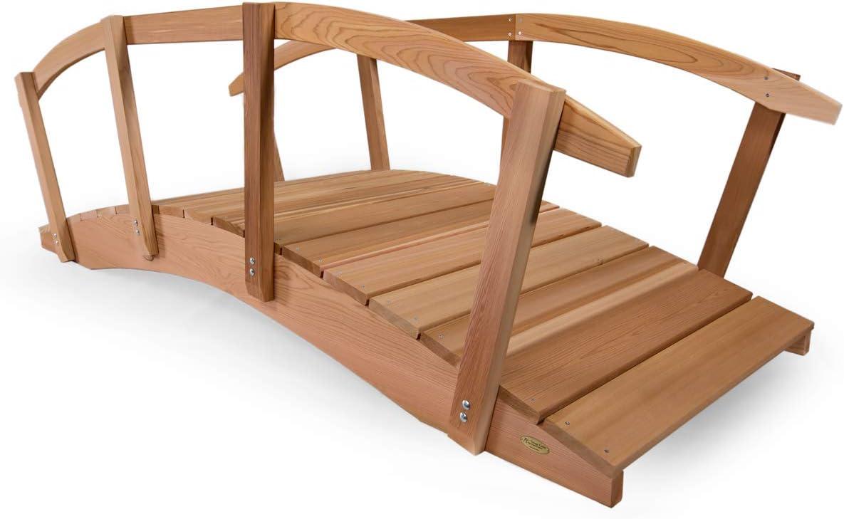 8-Ft Unfinished Cedar Garden Bridge with Side Rails