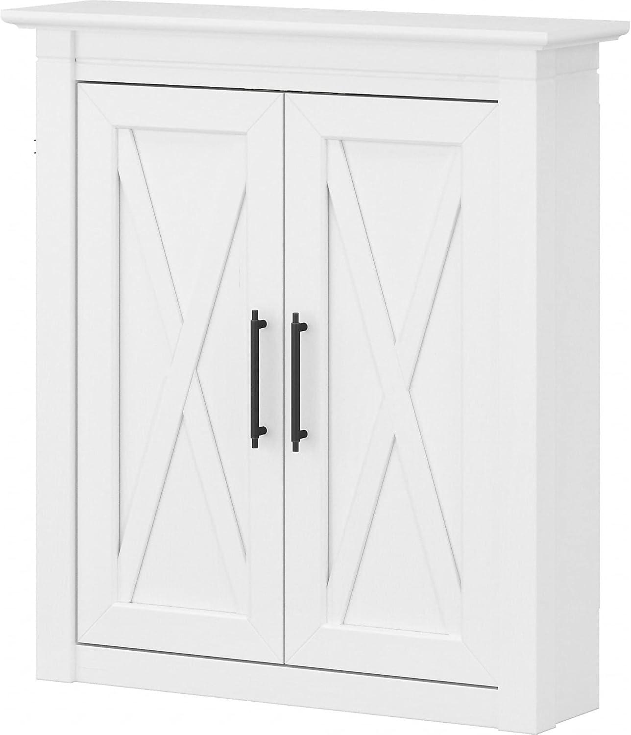 White Ash Farmhouse Wall-Mounted Bathroom Storage Cabinet