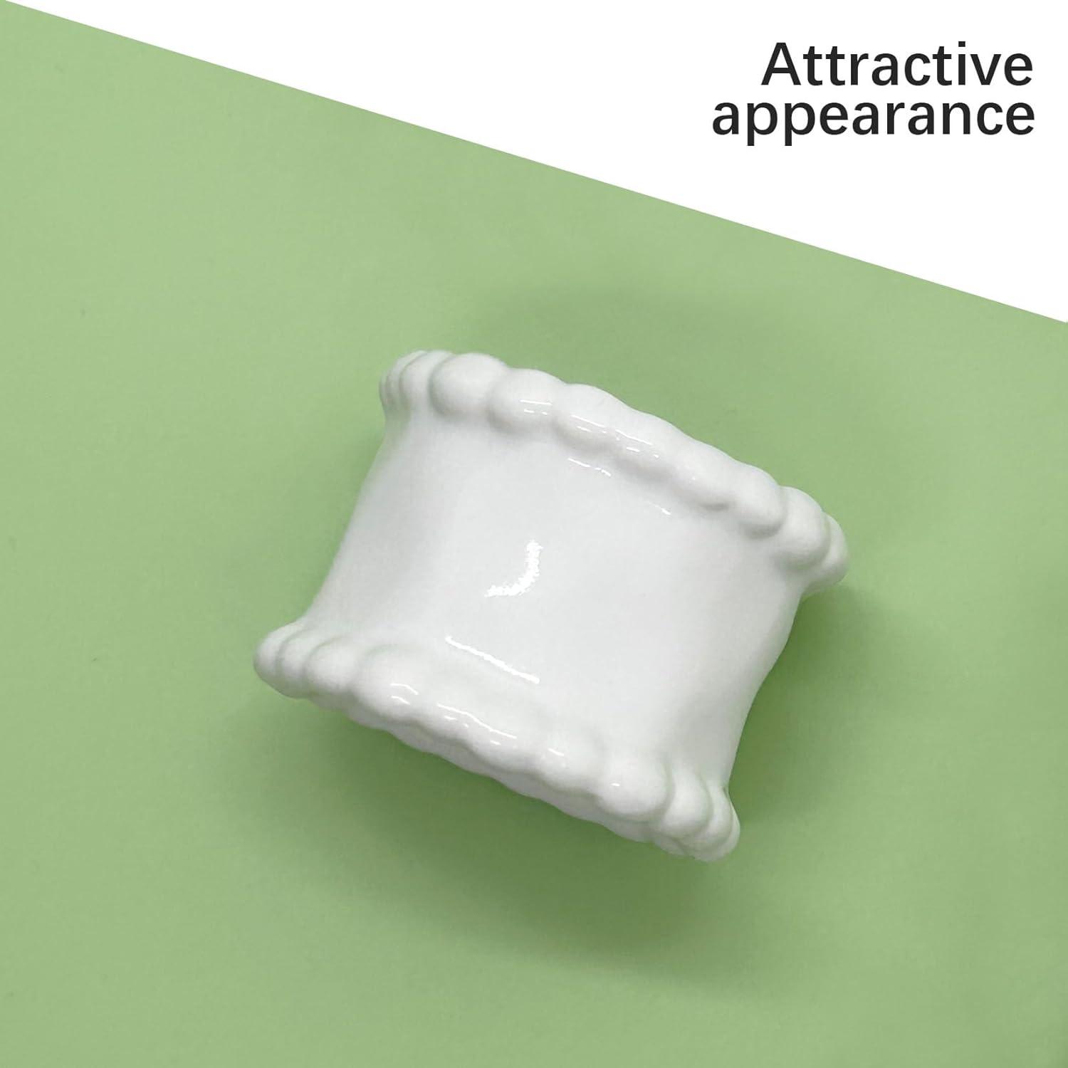 Porcelain Napkin Rings Beaded Napkin Rings, Pack 4 Bead Side Serviette Ring Buckles Round Delicate Solid Cloth Napkin Bands for Dinner Parties, Wedding, Thanksgiving, Christmas Holiday