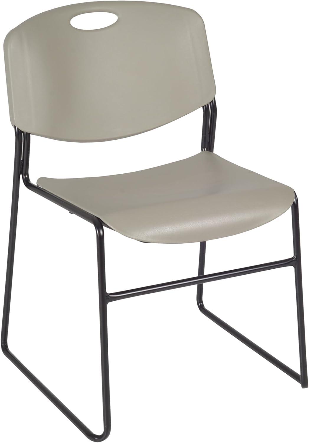 Regency Cain 42 in. Round X-Base Breakroom Table- Grey & 4 Zeng Stack Chairs- Grey