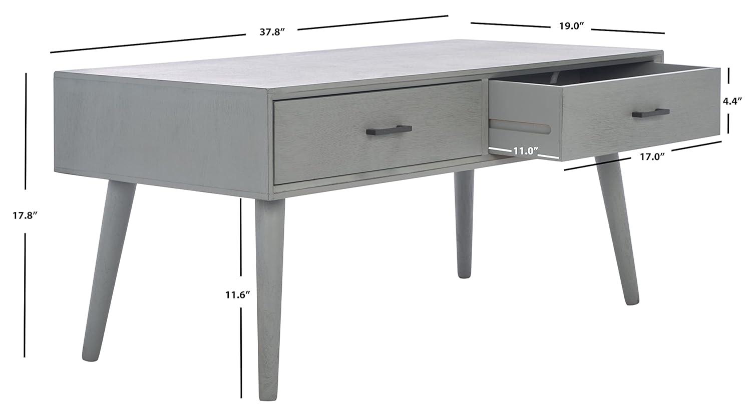 Mozart Mid-Century Coffee Table - Distressed Grey - Safavieh