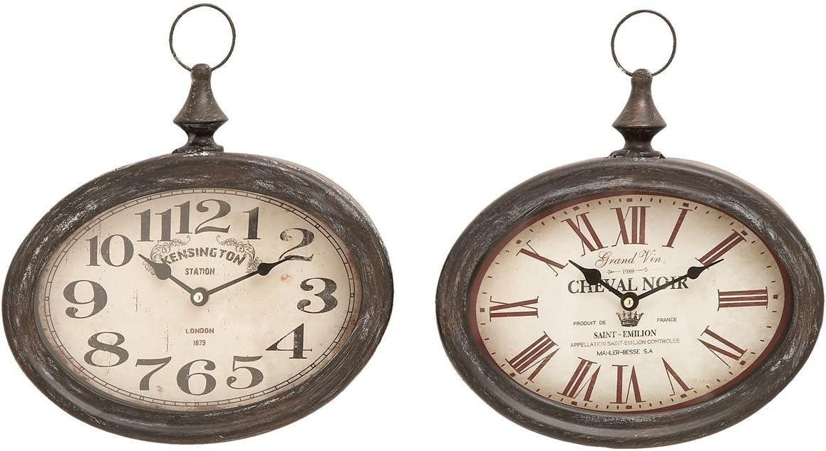 DecMode 12"H, 11"W Cream Metal Pocket Watch Style Wall Clock (2 Count)