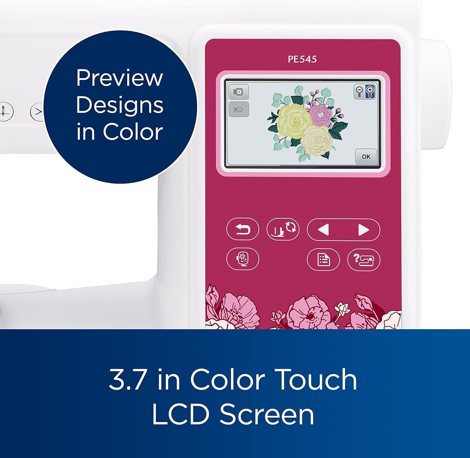 Brother PE545 Embroidery Machine, Wireless LAN Connected and 135 Built-in Designs, Plus 100-Piece 75/11 Embroidery Needles