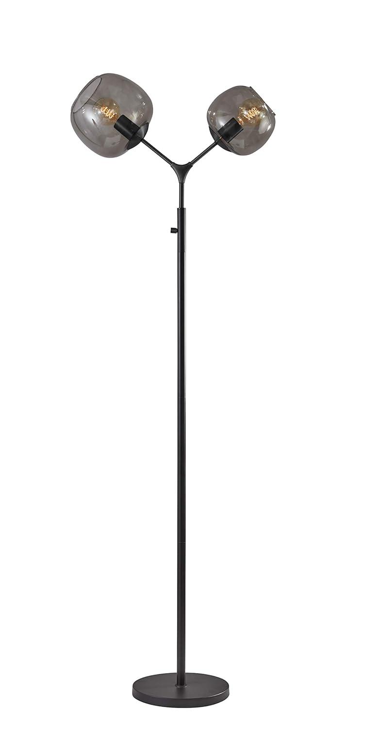 Ashton Matte Black Adjustable Desk Lamp with Smoked Glass Shade