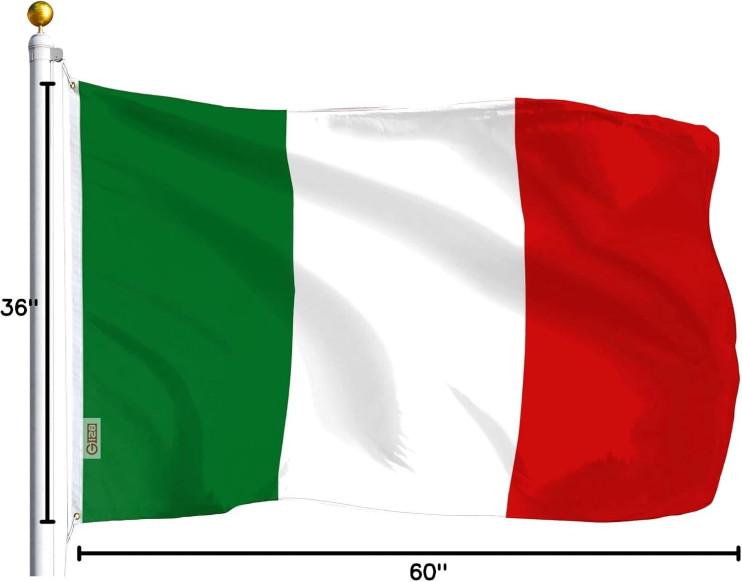 Italian Flag 3x5 Ft Polyester with Brass Grommets