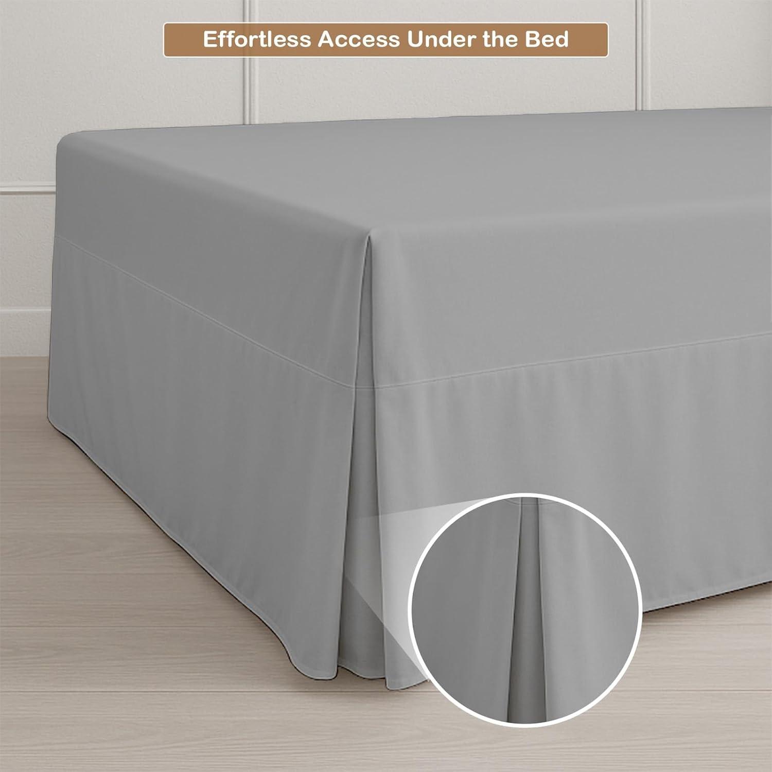 Swift Home | Basics Pleated Microfiber Bed Skirt 14-inch Drop Light Gray King