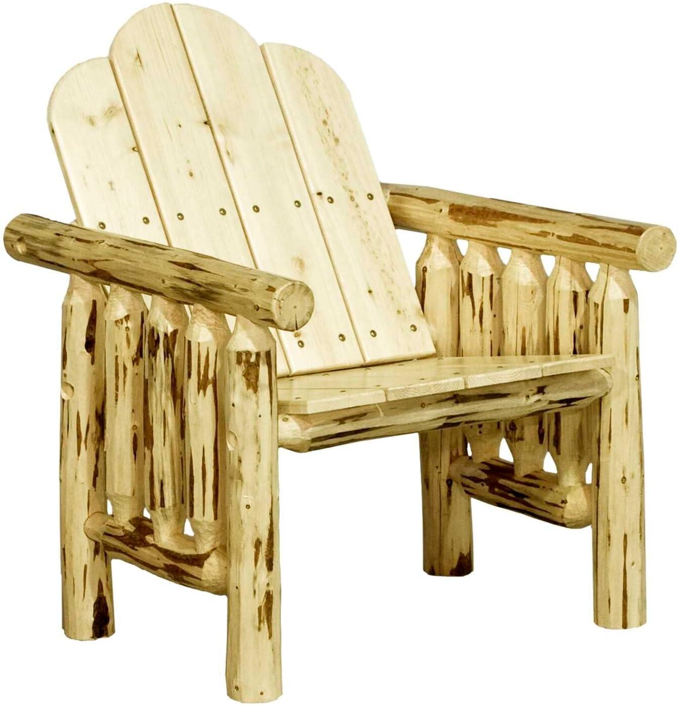 Rustic Lodge Pole Pine Deck Armchair with Clear Finish