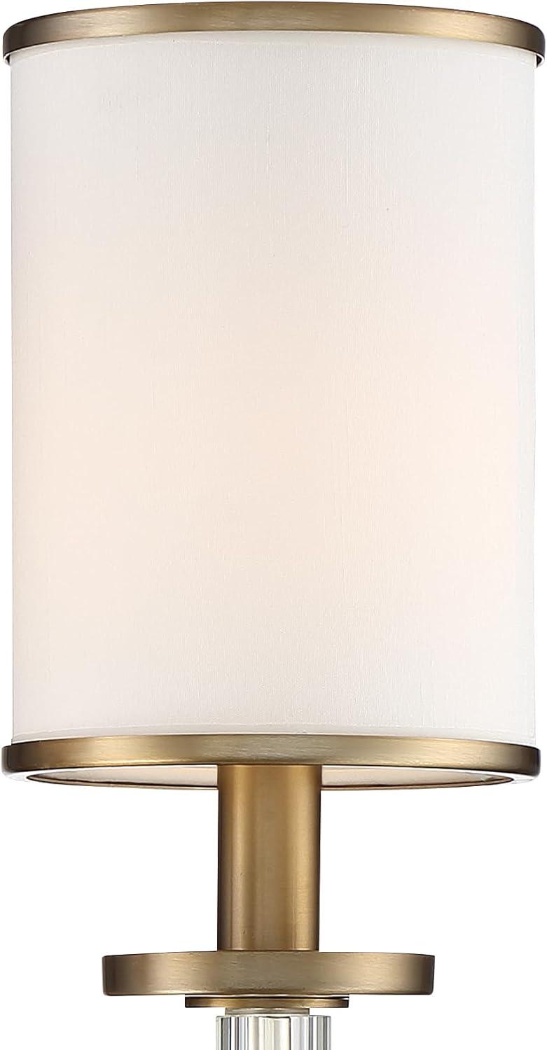 Vibrant Gold and White Silk 2-Light Sconce with Crystal Accents