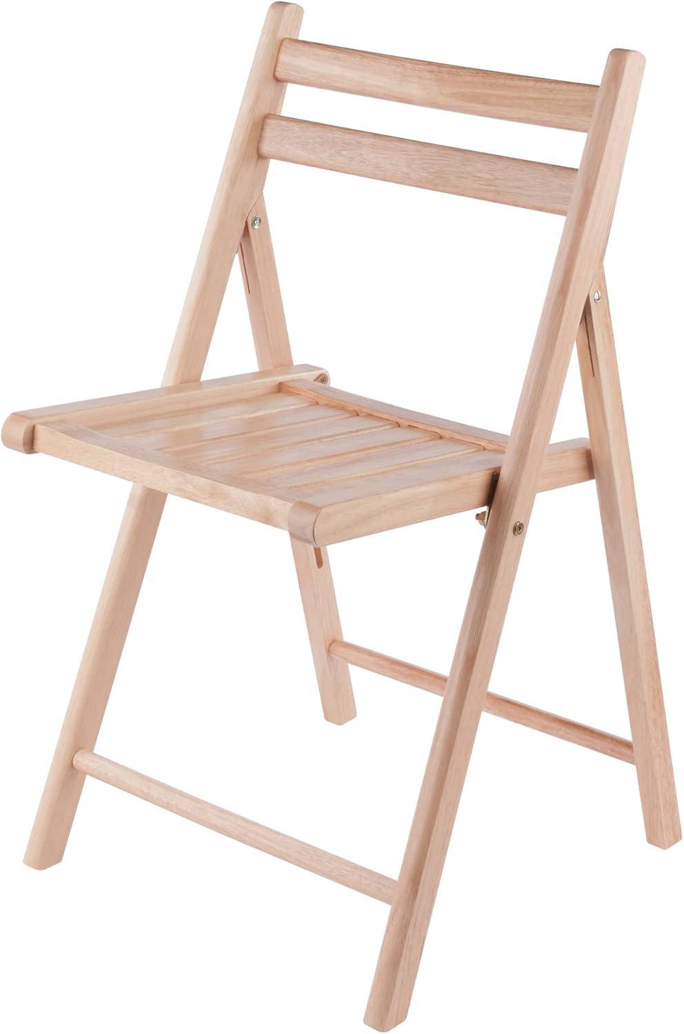 Natural Finish Armless Folding Wood Chair Set of 4