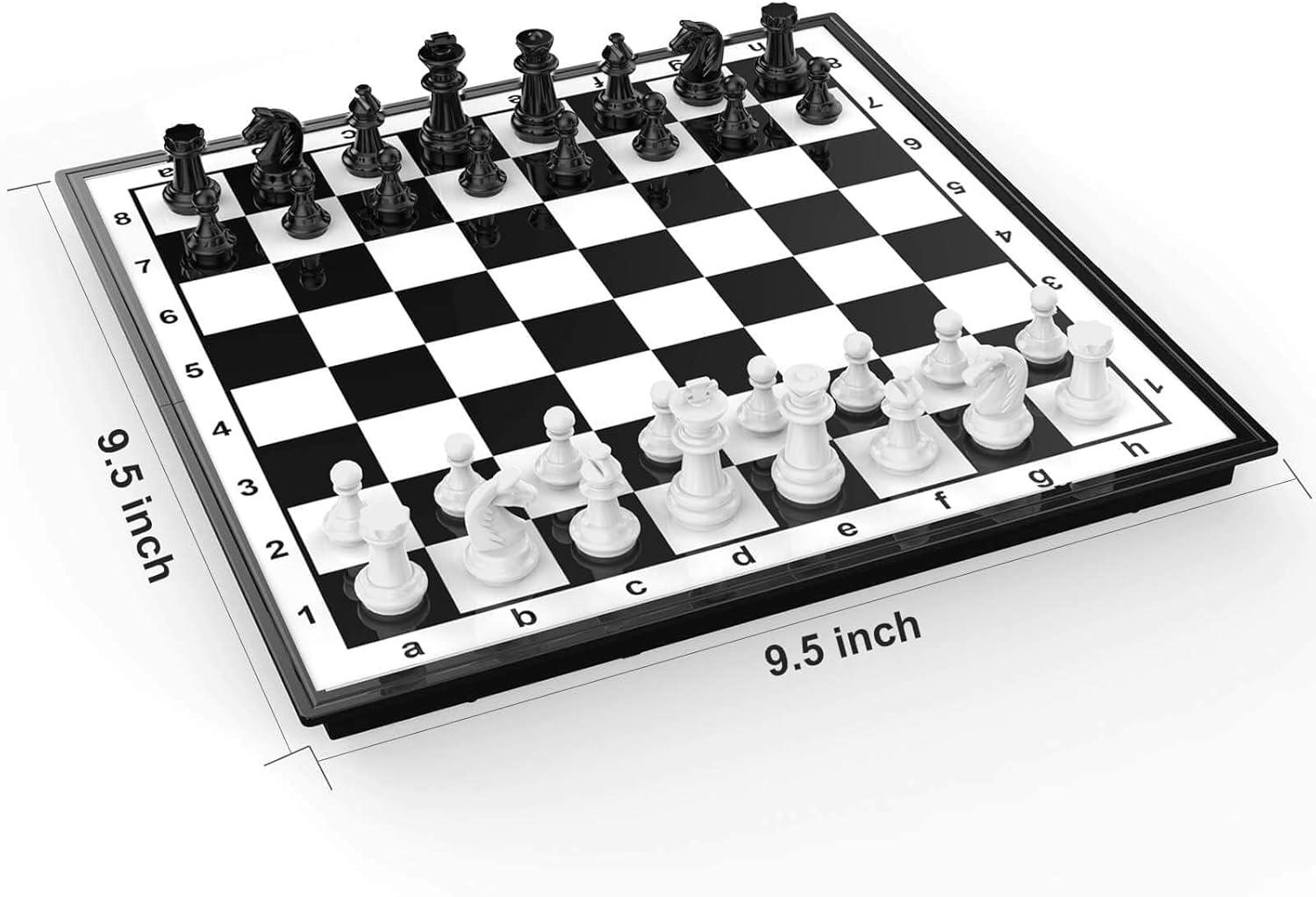 Chess Sets Travel Board Games: Magnetic Folding Chess Board with Instructions Teen Gifts Family Games Educational Toys for Kids and Adults 9.5 Inch