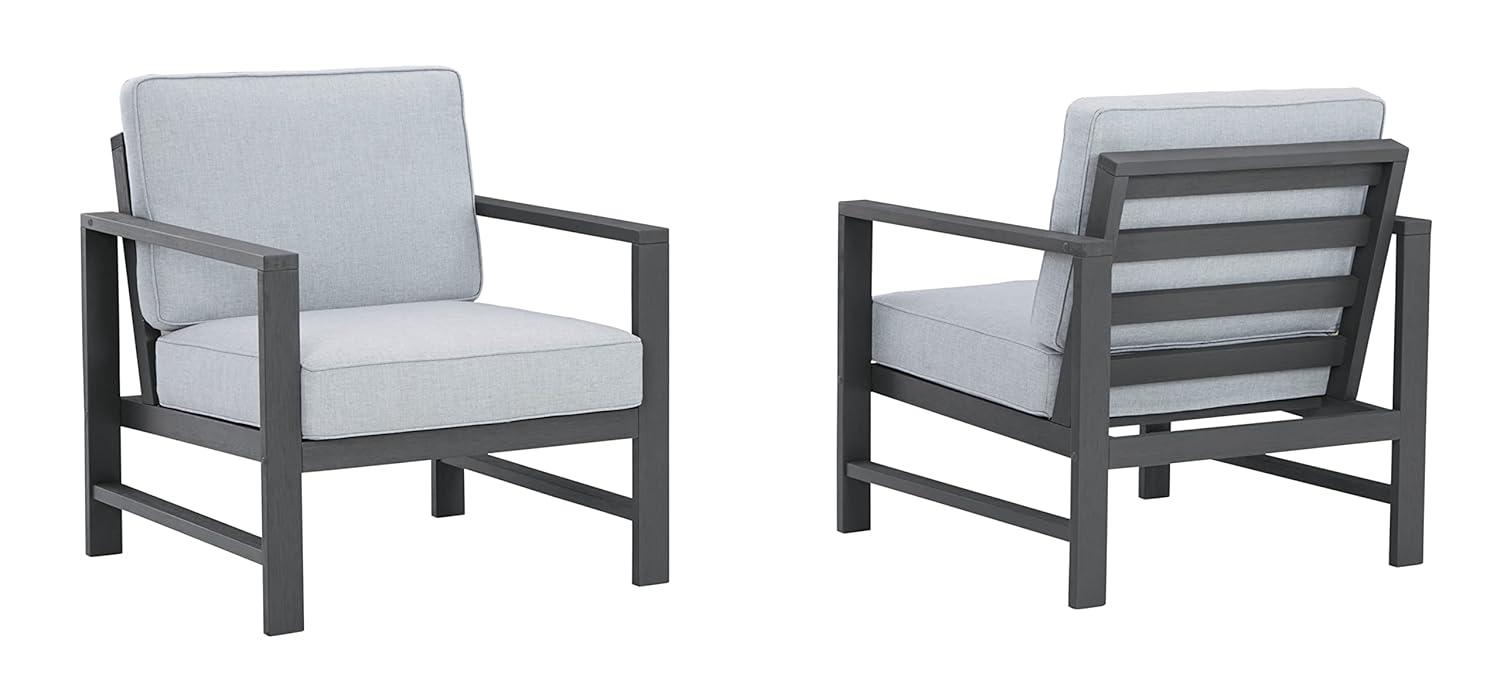 Elegant Gray Eucalyptus Wood Transitional Lounge Chair Set