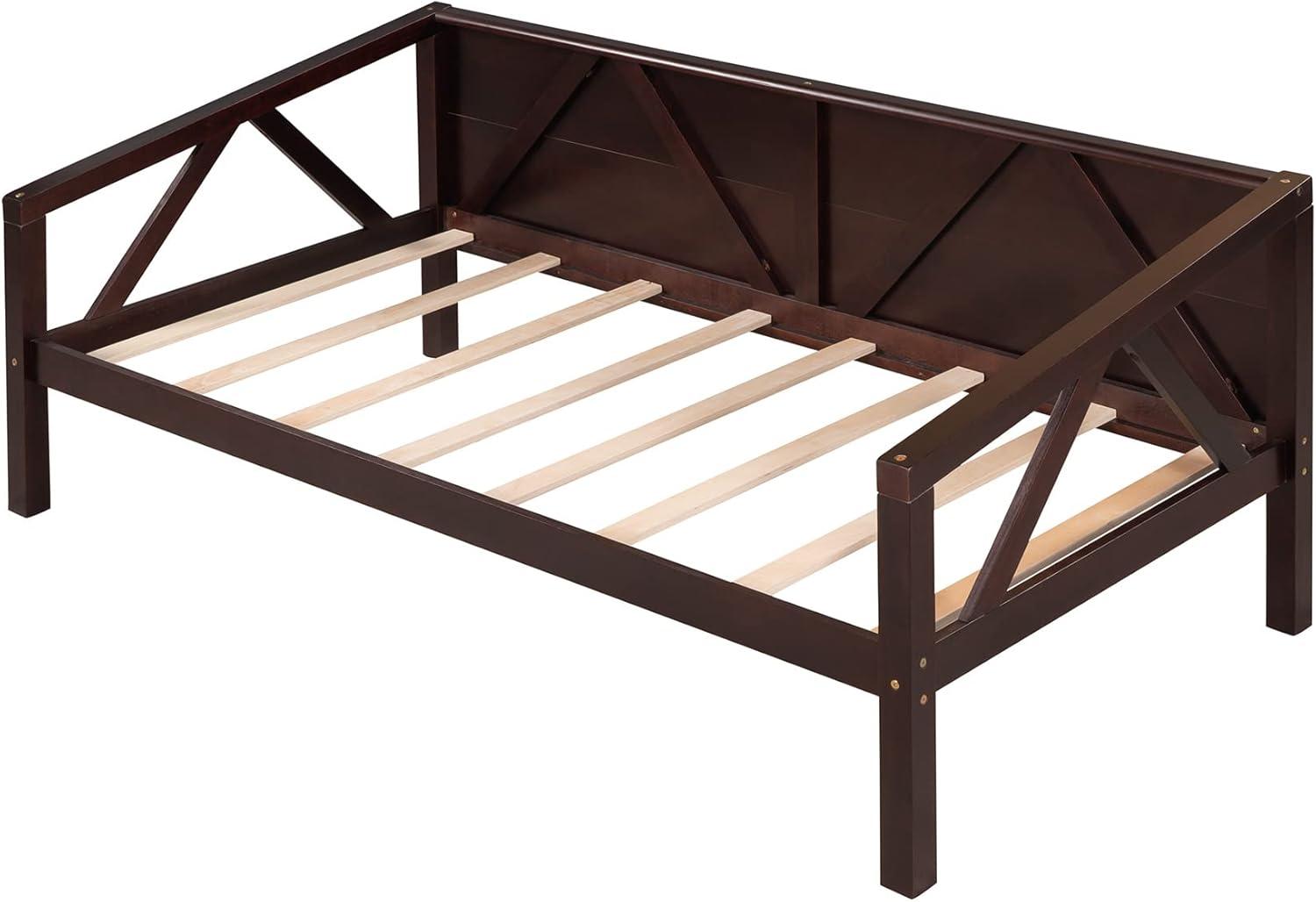 Espresso Twin Size Pine Wood Daybed with Storage