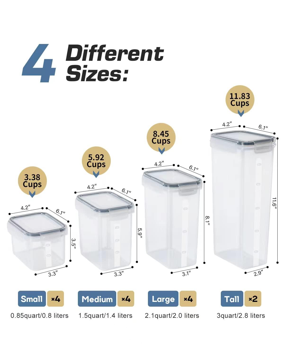 Airtight Clear Pantry Canister Set 14-Pack Dark Gray Stackable Organizer for Food Storage