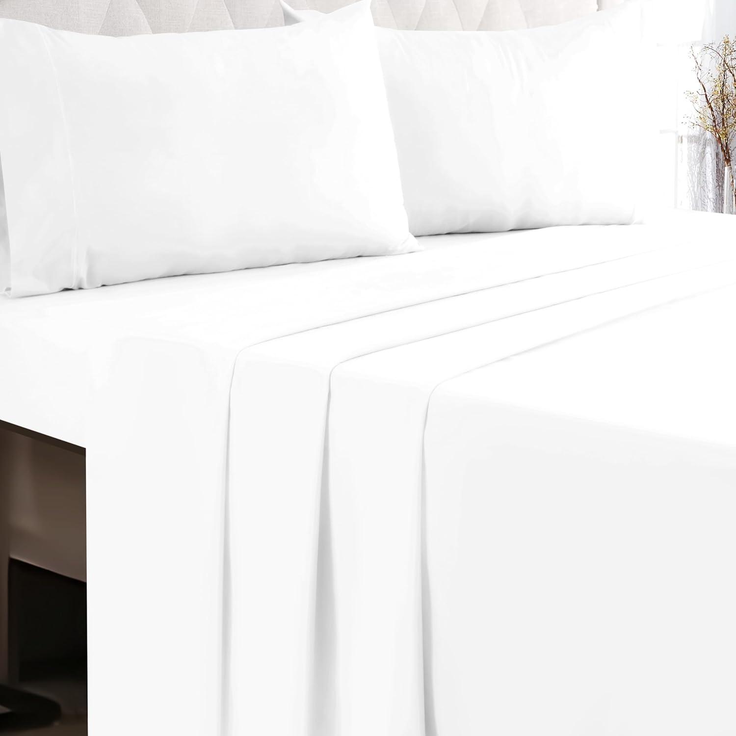 White Full Microfiber 4-Piece Bed Sheet Set