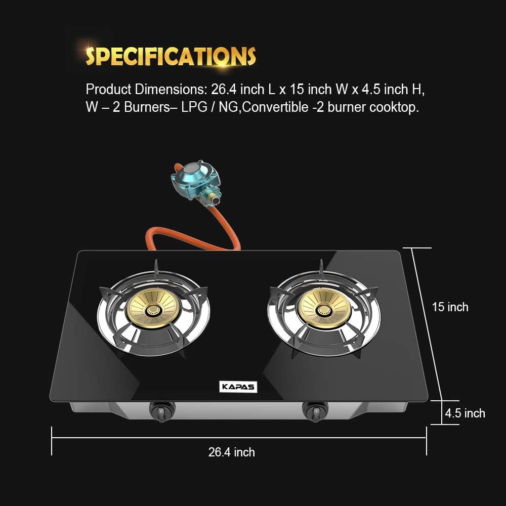 Black Tempered Glass 2-Burner Portable Propane Gas Stove