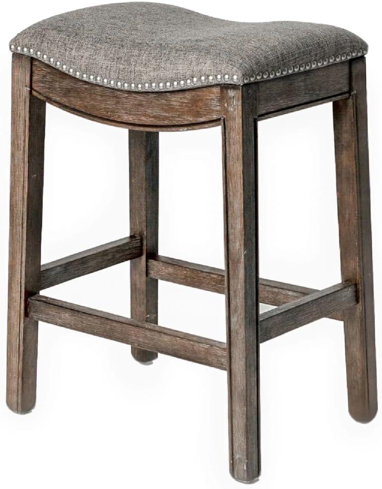 Maven Lane Maven Lane Adrien Backless Saddle Kitchen Stool with Fabric Upholstery