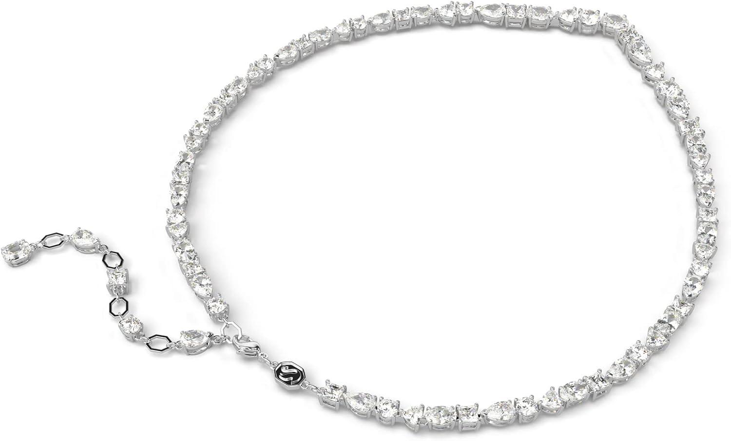 Elegant White Crystal and Rhodium Plated Necklace