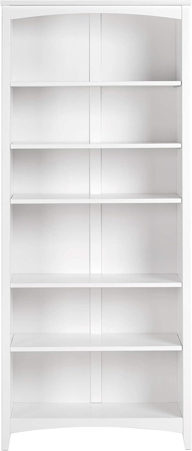 Camaflexi 72” Shaker Style 6-Shelf Wooden Bookcase Closed Back Storage Shelf, White