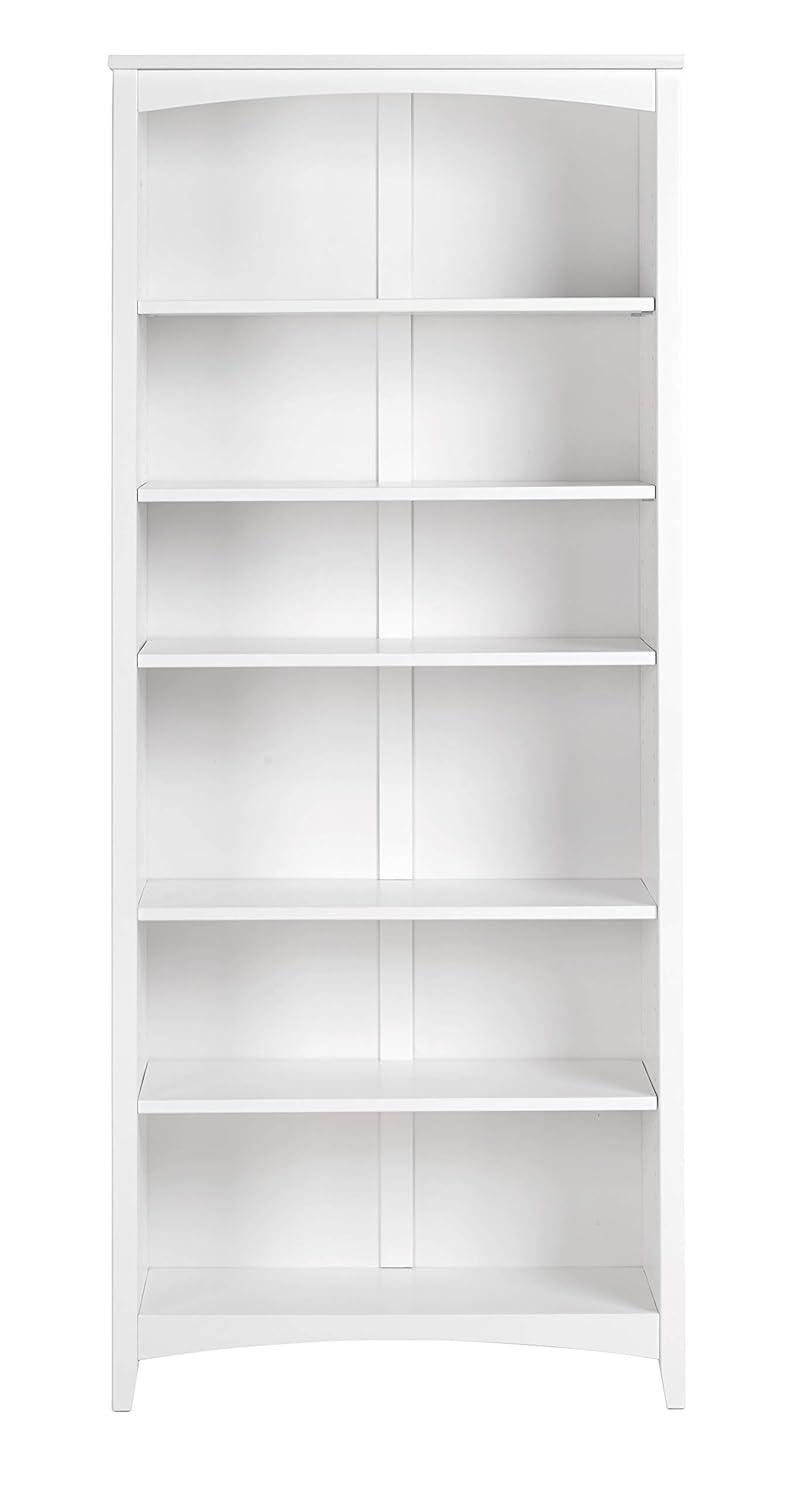 Camaflexi 72” Shaker Style 6-Shelf Wooden Bookcase Closed Back Storage Shelf, White