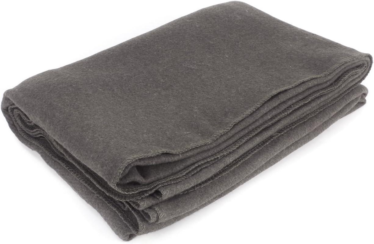 MediTac Grey Warm Wool Fire Retardant Blanket for Emergency, Outdoor and Camping, 62" x 80" (52% Wool) - US Military Style