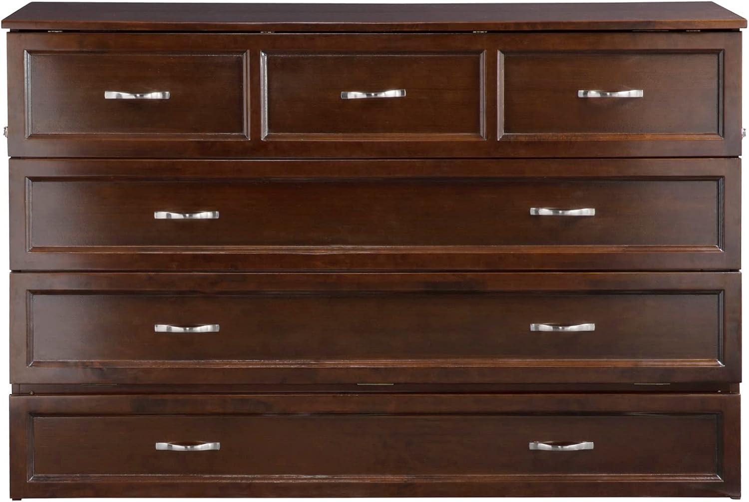 Queen Deerfield Murphy Bed Chest with Charging Station Walnut - AFI: Space-Saving Design, No Box Spring Needed