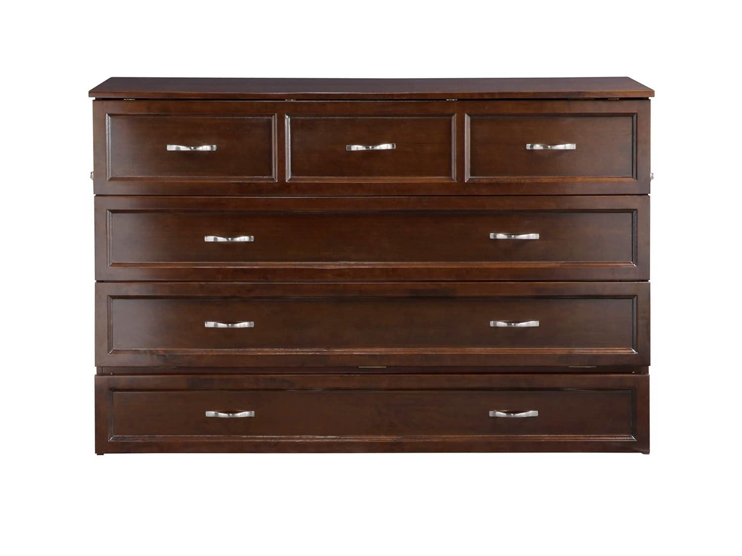 Queen Deerfield Murphy Bed Chest with Charging Station Walnut - AFI: Space-Saving Design, No Box Spring Needed