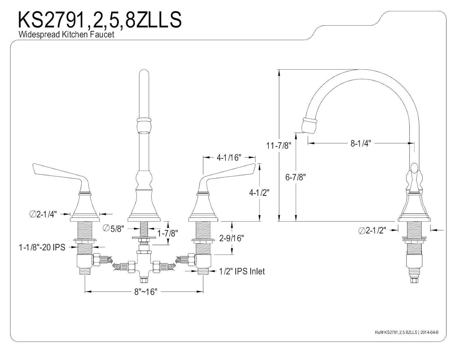 Kingston Brass Silver Sage Double-Handle Widespread Kitchen Faucet