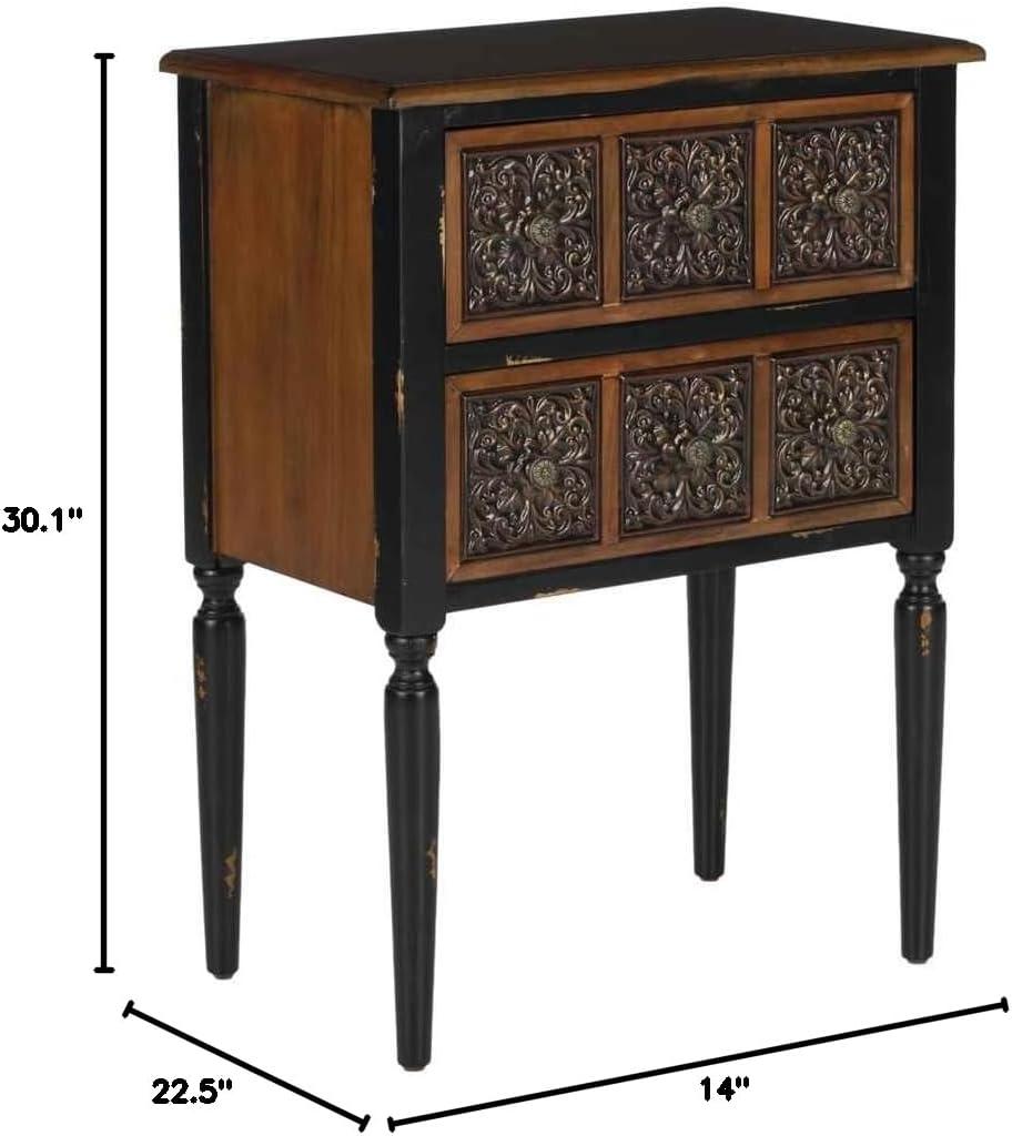 Kenneth 2 Drawer Side Table - Dark Brown - Safavieh.