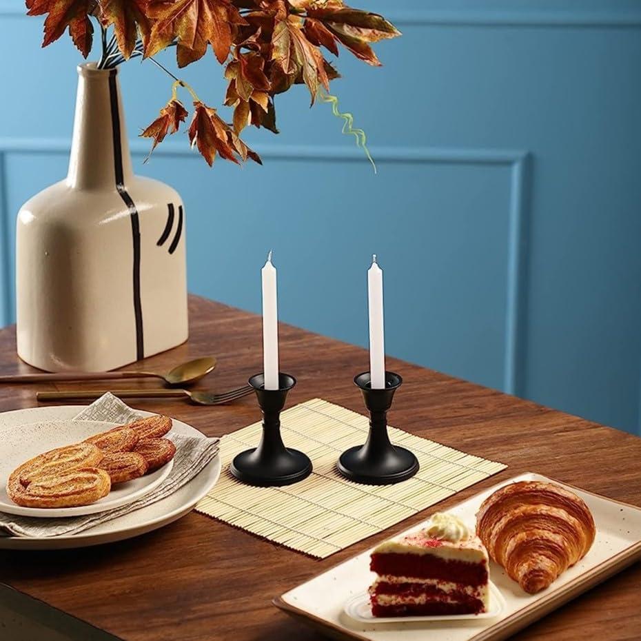 Black Metal Taper Candlestick Holders Set of 2