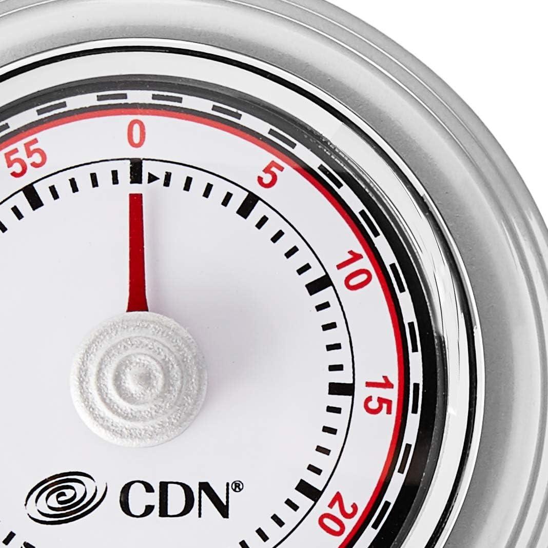 Compact Silver Mechanical Kitchen Timer with Anti-Slip Magnet