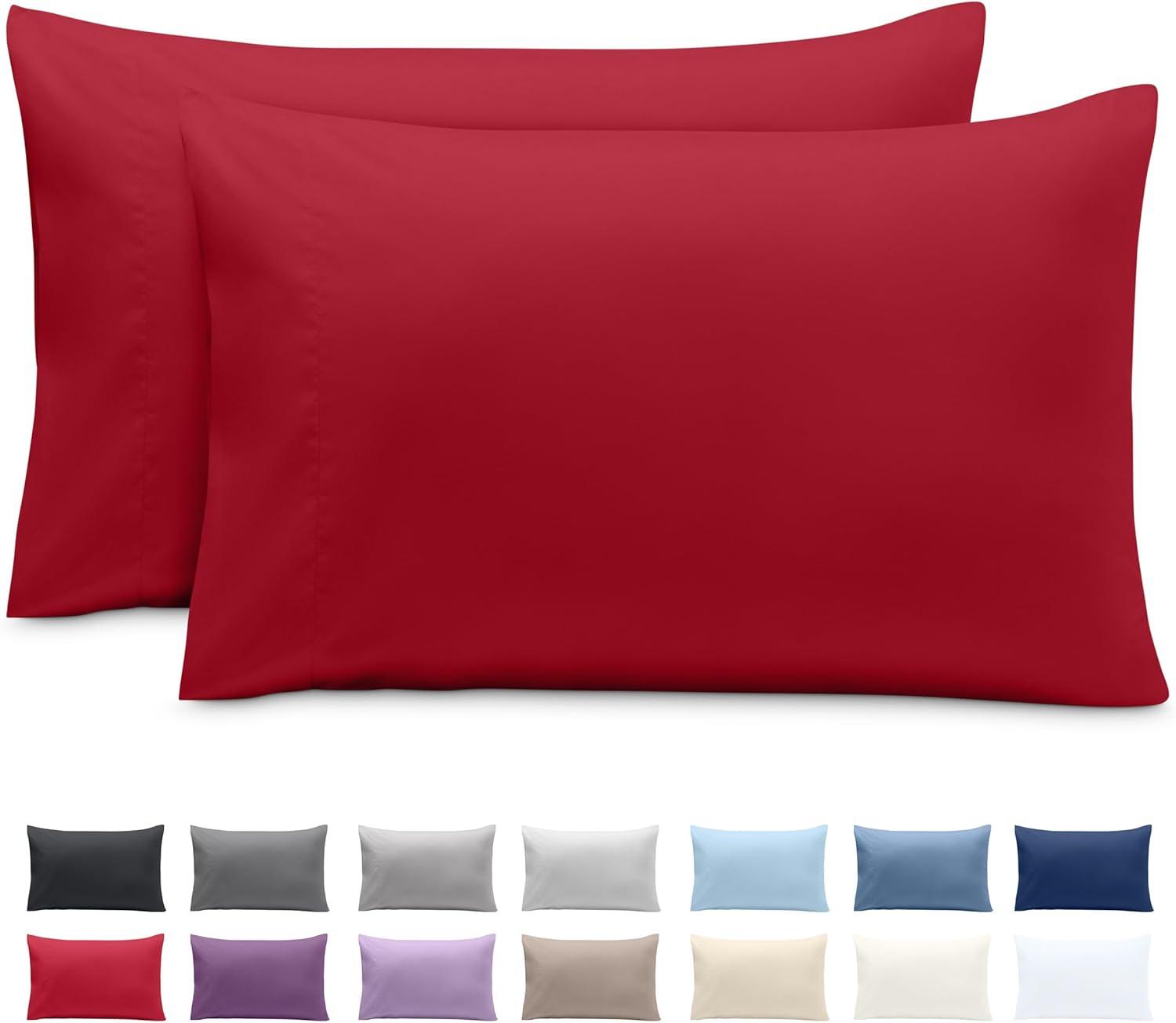 Microfiber Queen - Envelope - 20 x 30 Red Pillowcase Set by Bare Home
