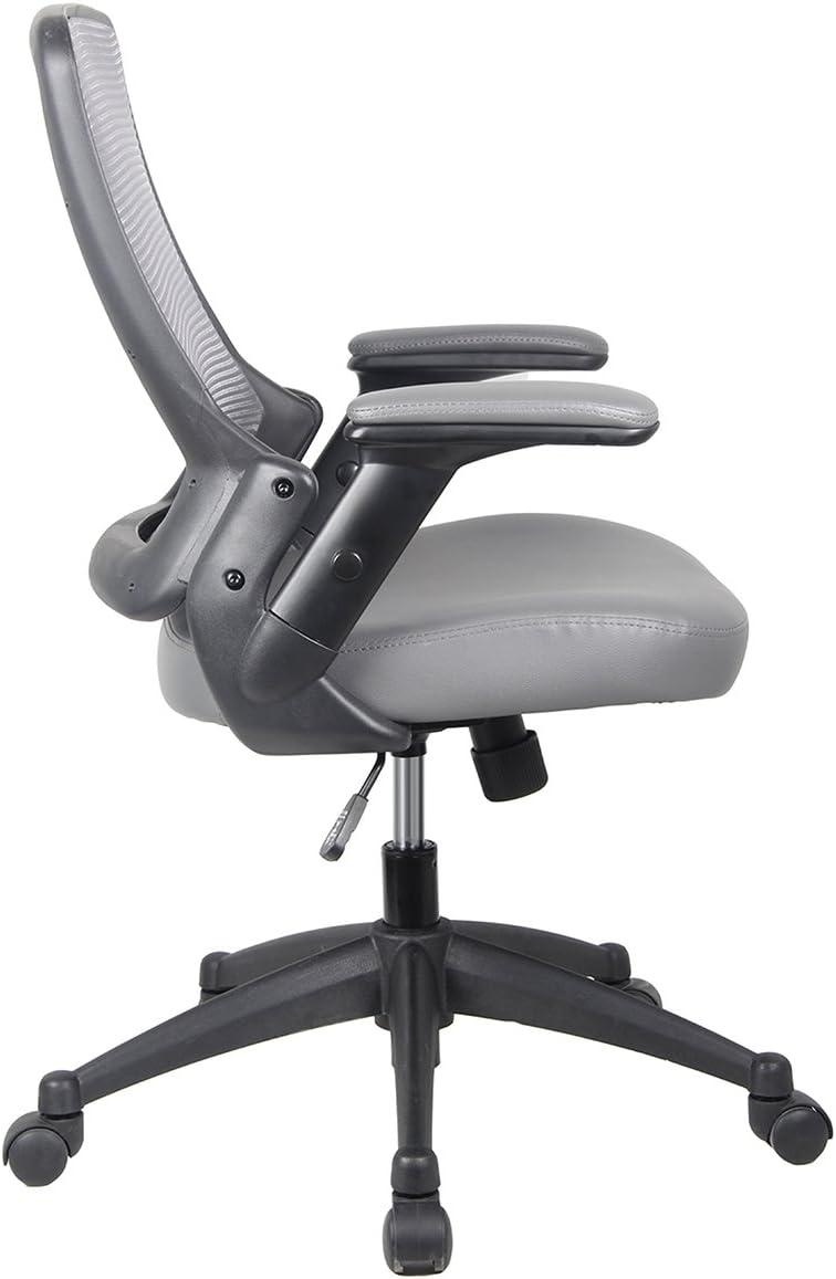 Techni Mobili Mid-Back Mesh Task Office Chair with Height Adjustable Arms, Grey