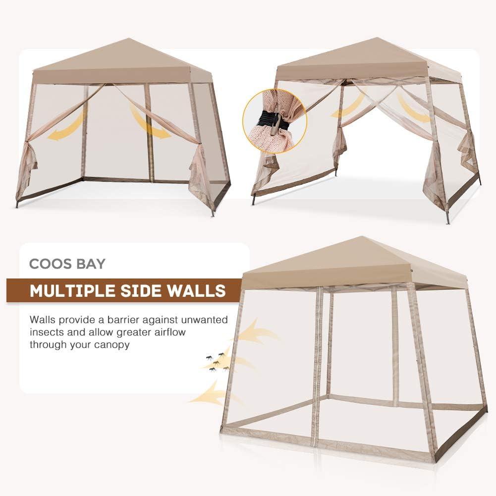 COOS BAY 10 Ft. W X 10 Ft. D Steel Pop Up Slant Leg Patio Gazebo With Netting