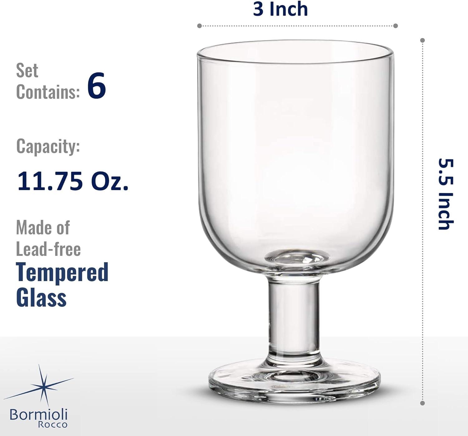 Bormioli Rocco Hosteria Clear Tempered Glass Goblets, Set of 6