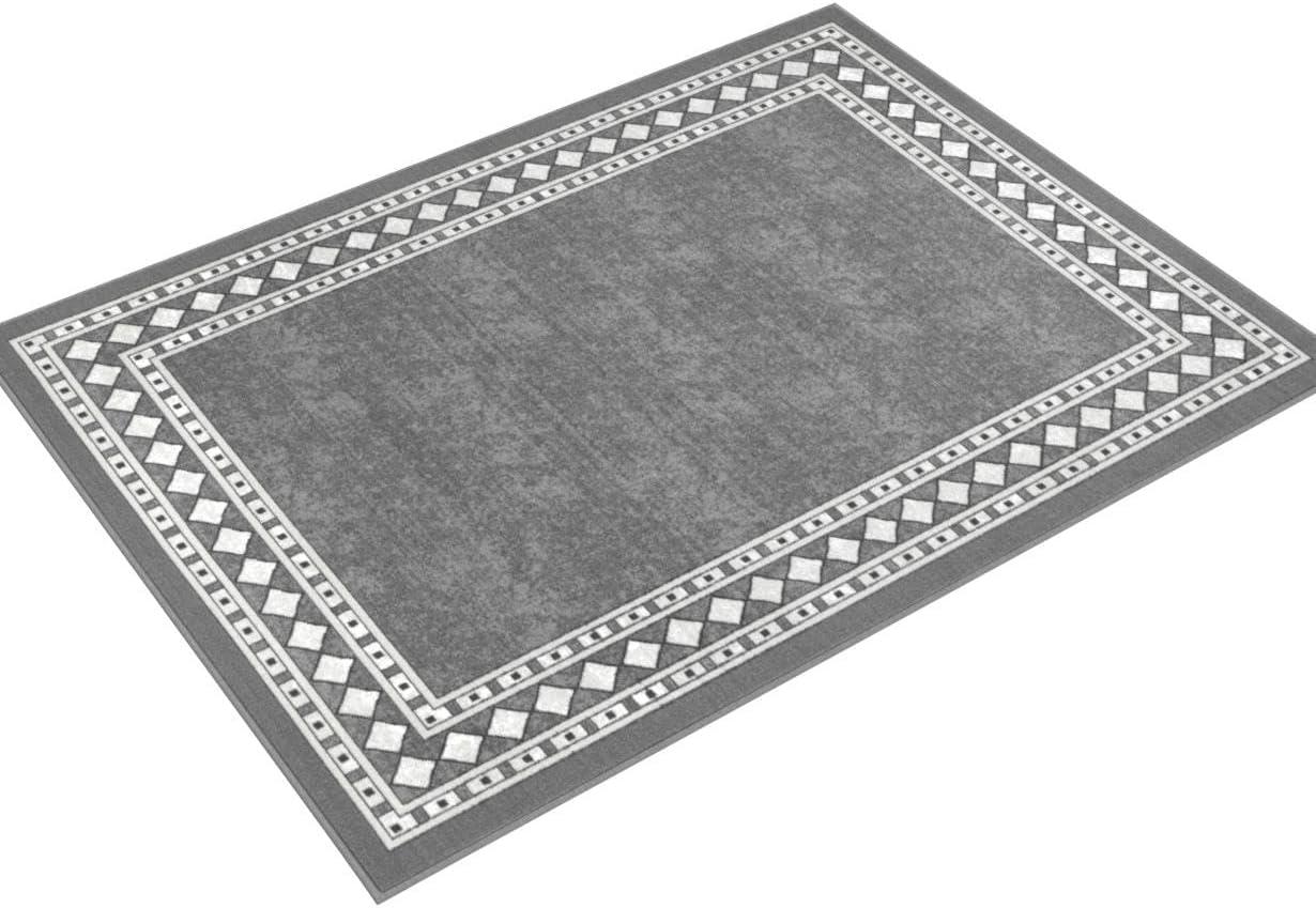 Gray 8' x 10' Synthetic Stain-Resistant Rectangular Area Rug