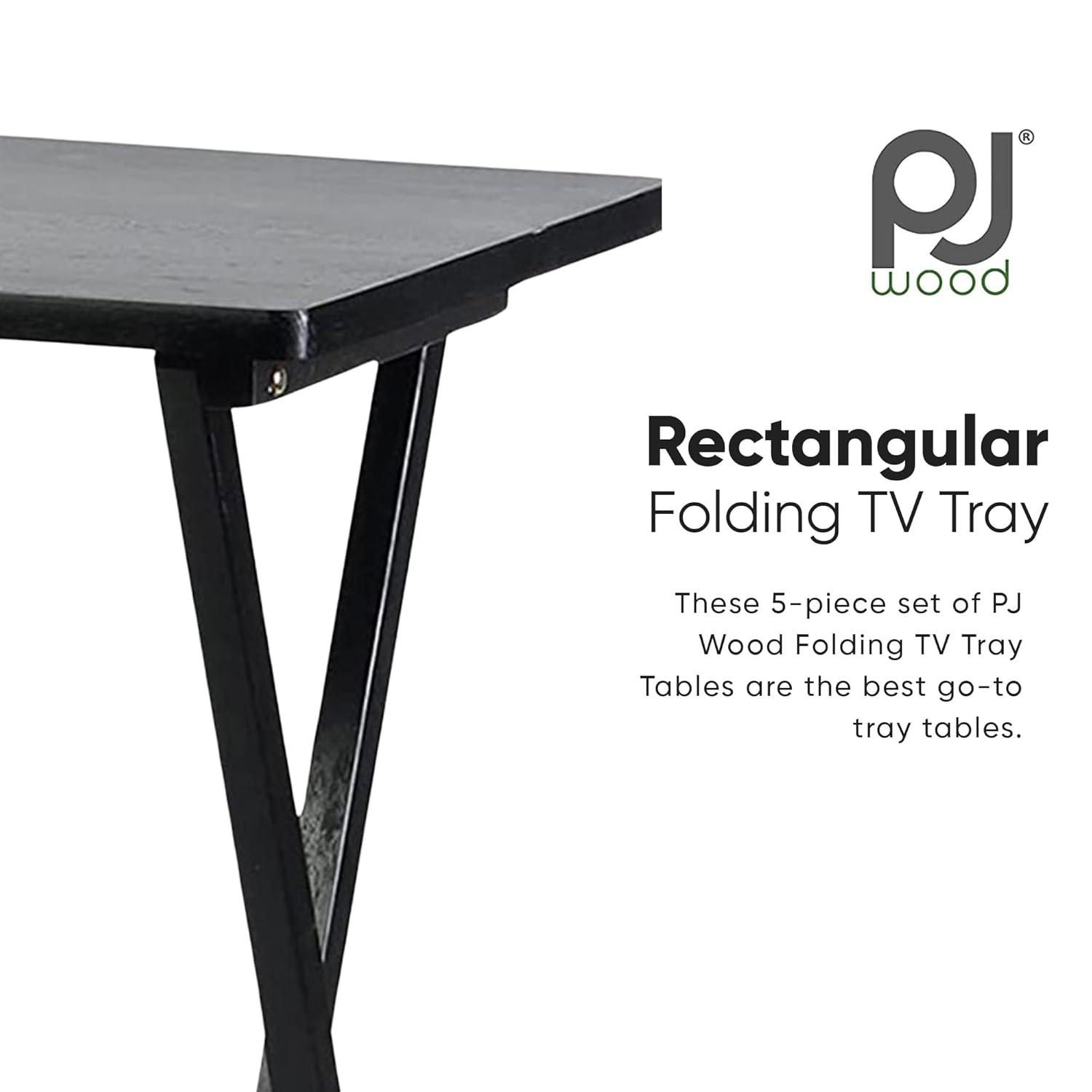 PJ Wood Folding TV Tray Tables with Compact Storage Rack, 5 Piece Set & Reviews | Wayfair