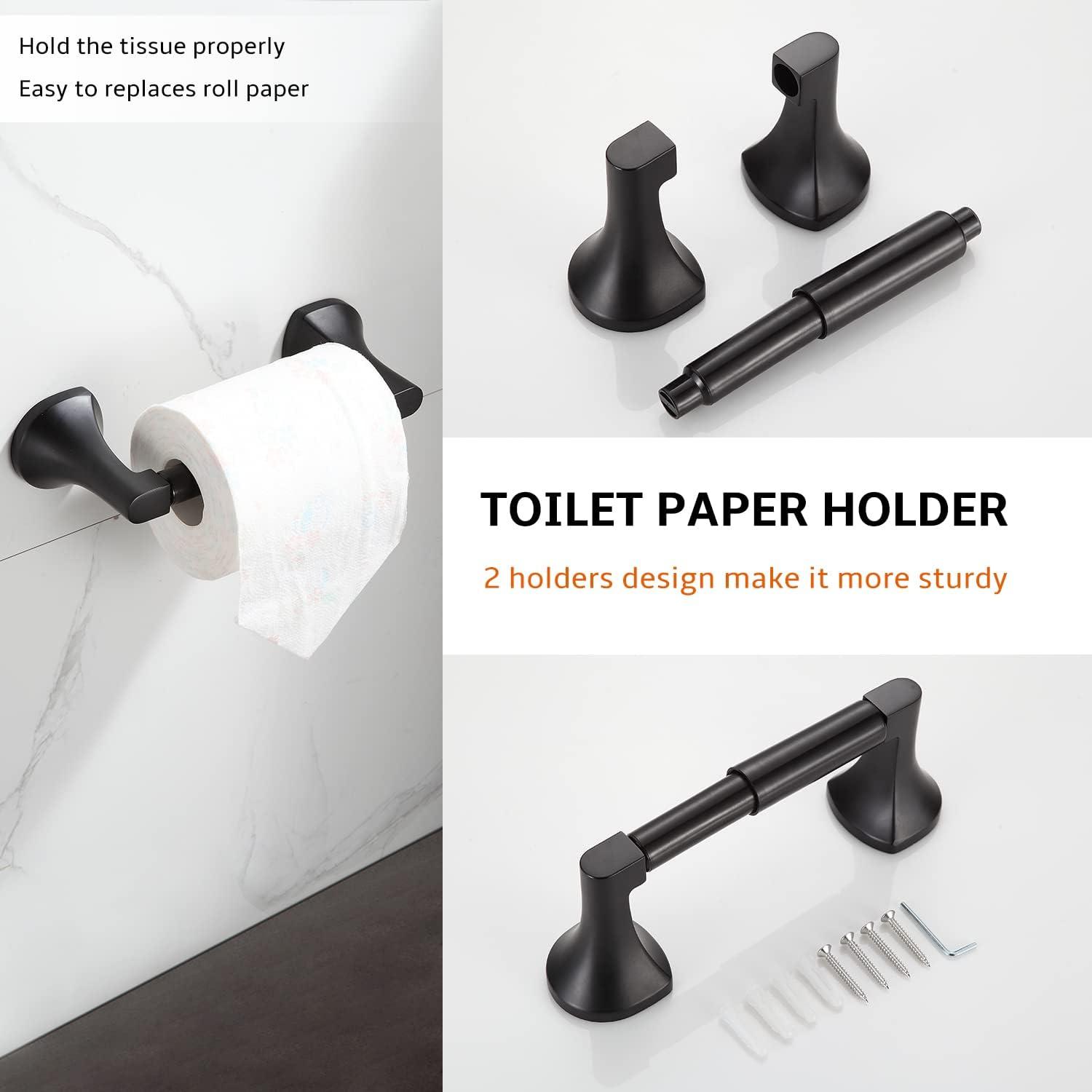 Matte Black Adjustable 4-Piece Bathroom Hardware Set