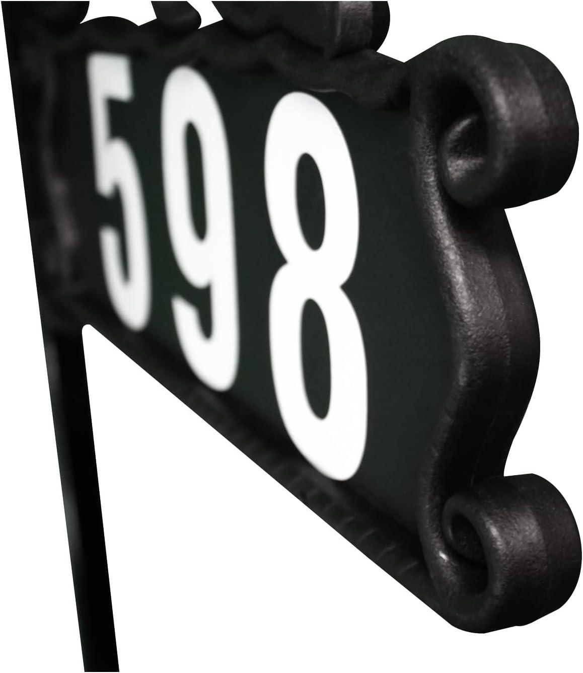 Black Reflective Metal Address Plaque with 48" Post