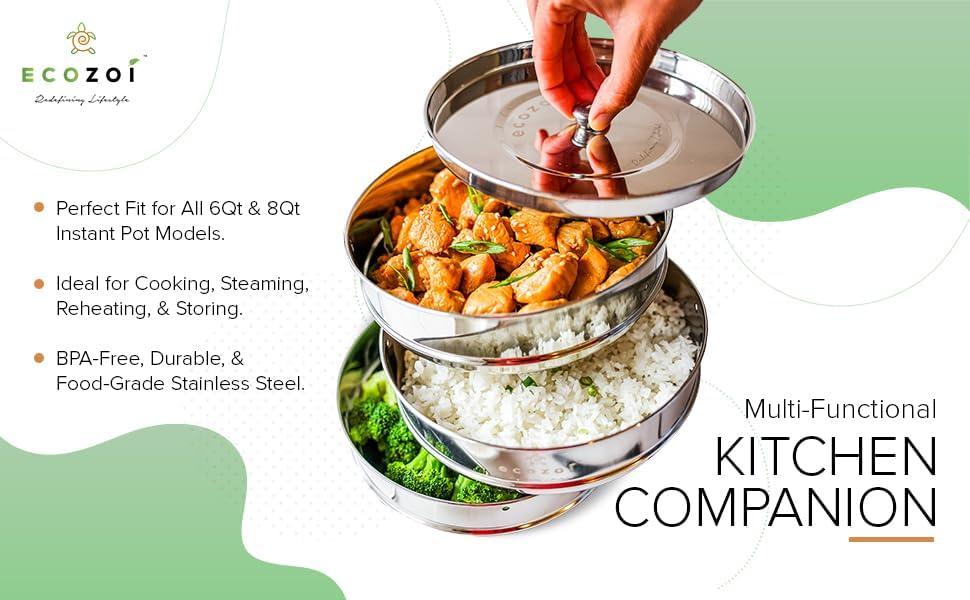 Instant Pot Insert Pans, 3 Tier for 6 Qt / 8 Qt Pressure Cookers