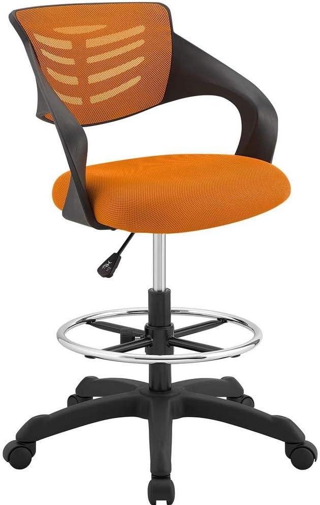 Thrive 25" Orange Mesh Swivel Drafting Chair with Plastic Frame