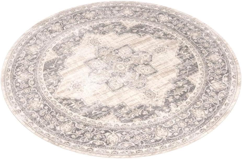 SAFAVIEH Brentwood Salah Oriental Area Rug, Cream/Grey, 9' x 9' Round