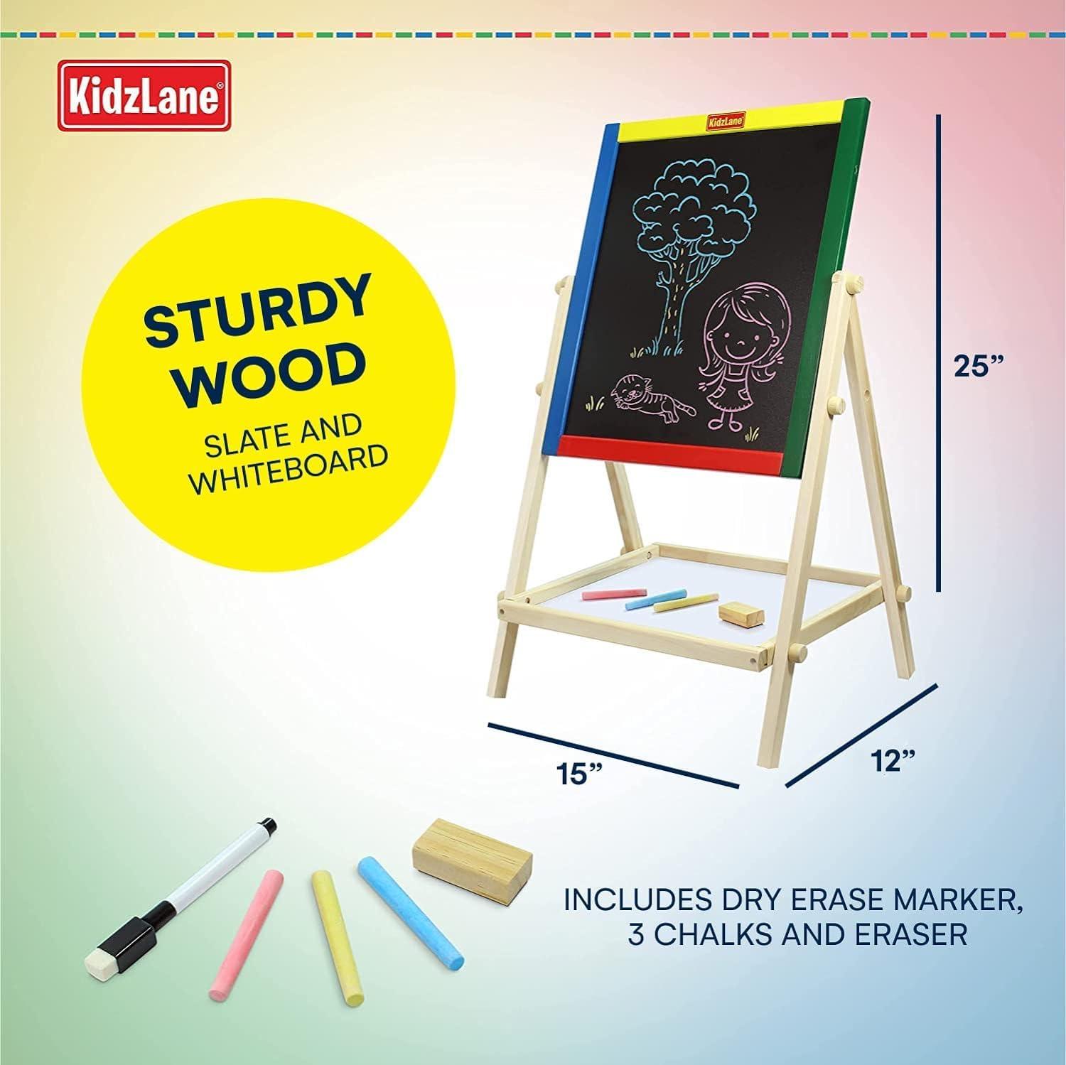 Kidzlane Art Easel for Kids Wooden Toddler Drawing Board 25.75" for Kids