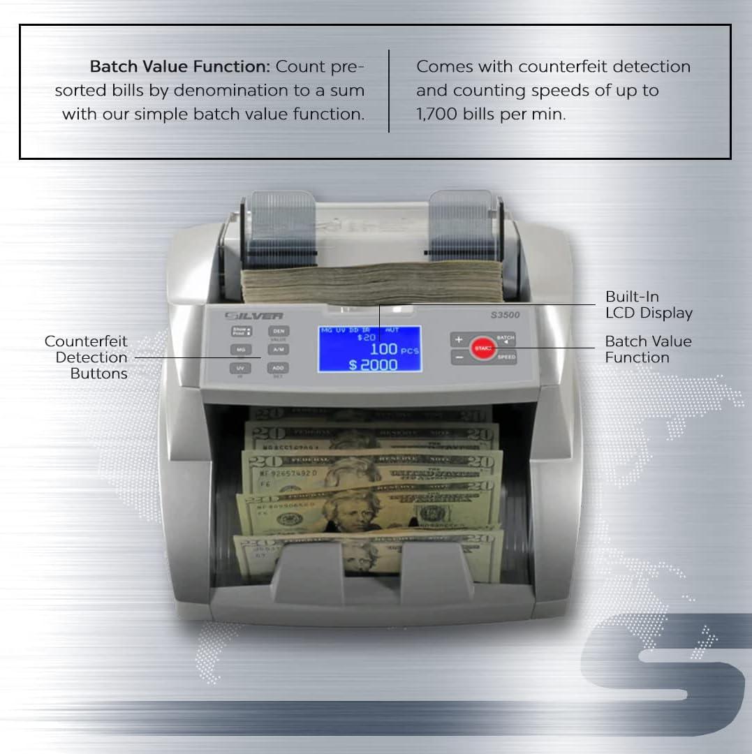 SILVER by AccuBANKER S3500 Flex Bill Counter (AB3500)