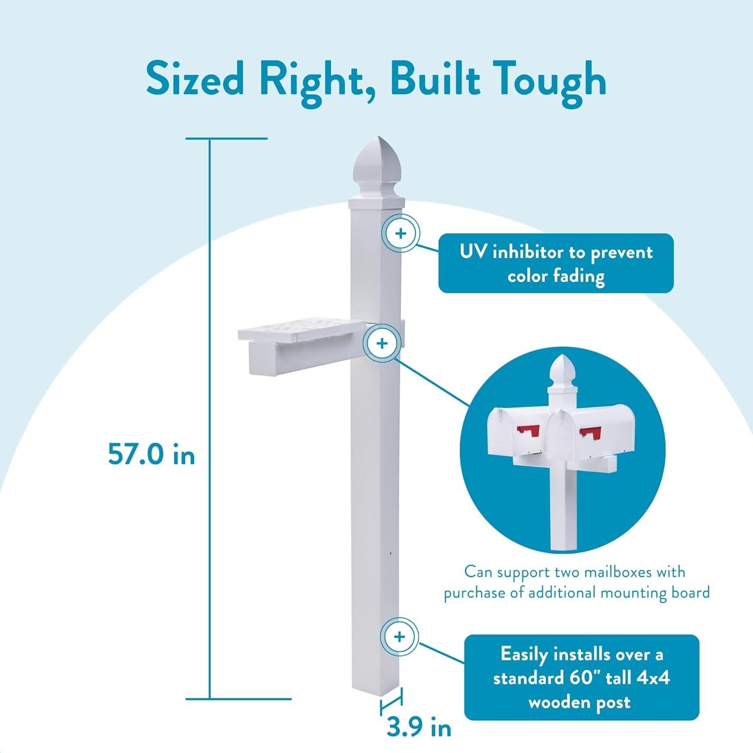 Gibraltar Mailboxes Whitley 57 in. White PVC Mailbox Post